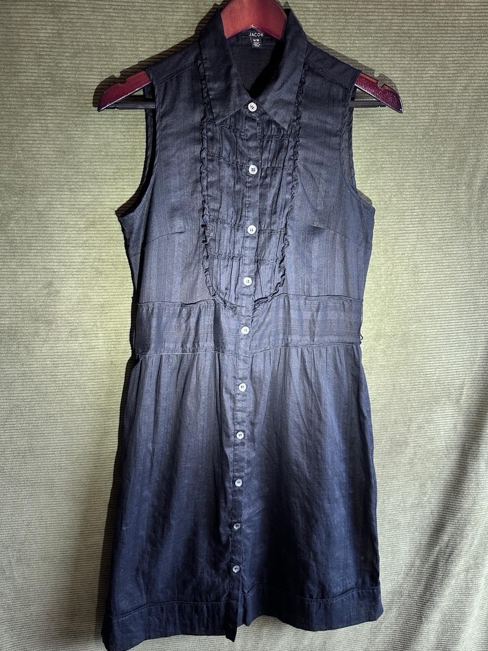 Jacob Sleeveless Black Button-Front Ruffle Dress